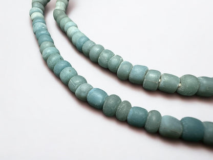 Aqua Java Glass Beads: Indonesian Striped Spacer Beads