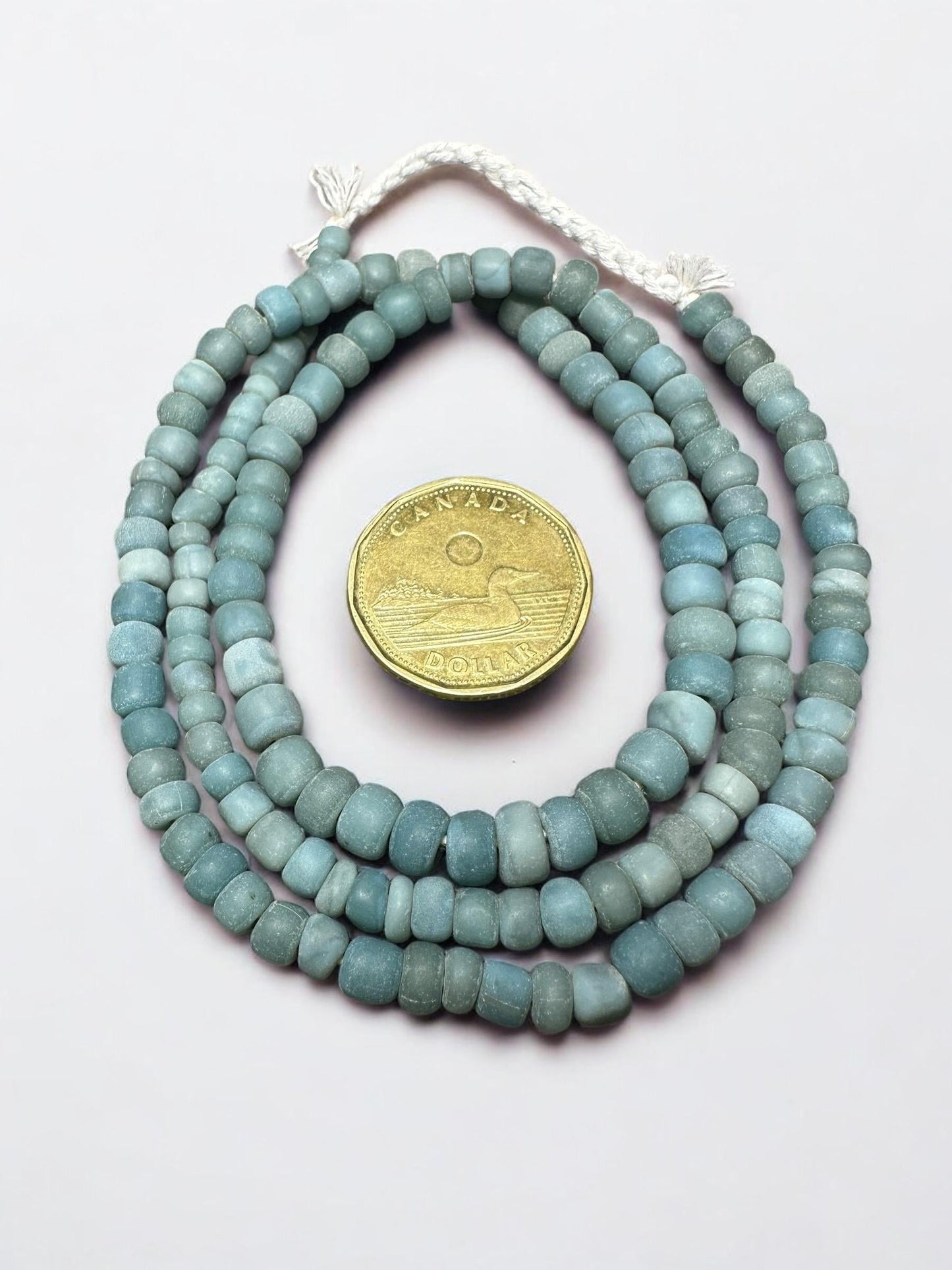 Aqua Java Glass Beads: Indonesian Striped Spacer Beads