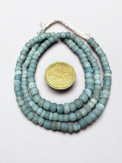 Aqua Java Glass Beads: Indonesian Striped Spacer Beads