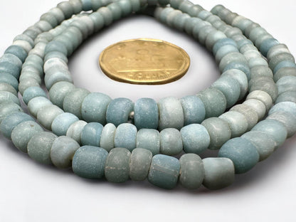 Aqua Java Glass Beads: Indonesian Striped Spacer Beads