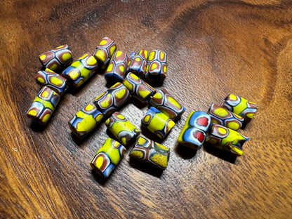 5 Antique Venetian Millefiori Beads: Handmade African Trade Glass