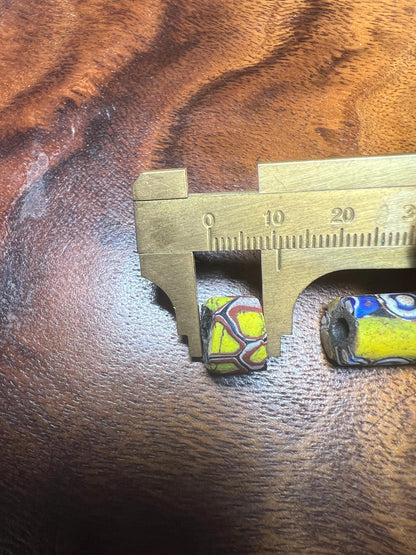 2 Pics Old Venetian Millefiori Beads  Unique African Trade Beads for Jewelry Designers