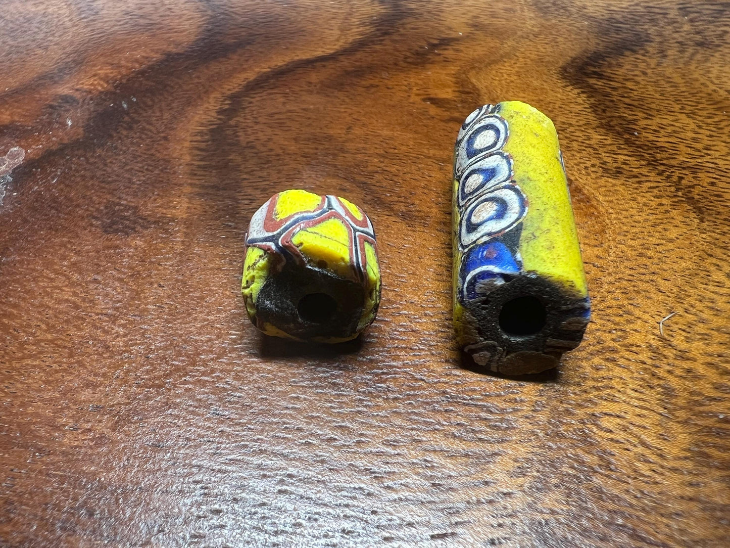 2 Pics Old Venetian Millefiori Beads  Unique African Trade Beads for Jewelry Designers