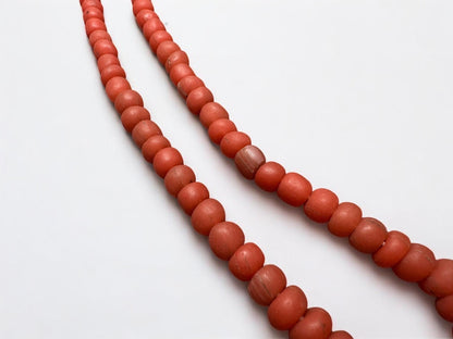 Vintage Java Glass Trade Beads: Matte Red-Orange, 24" Strand