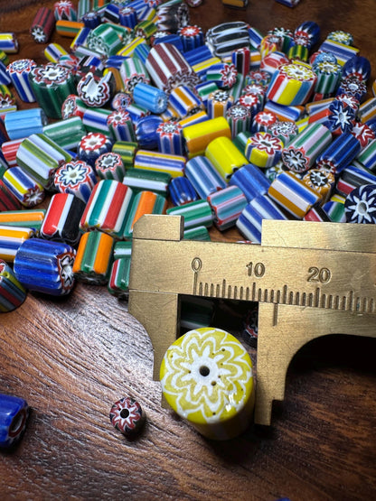 Handmade Nepal Glass Beads: Colorful Chevron Millefiori Beads