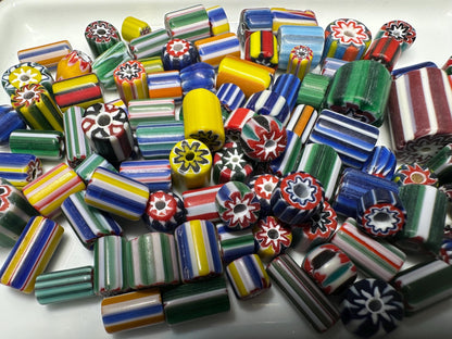 Handmade Nepal Glass Beads: Colorful Chevron Millefiori Beads