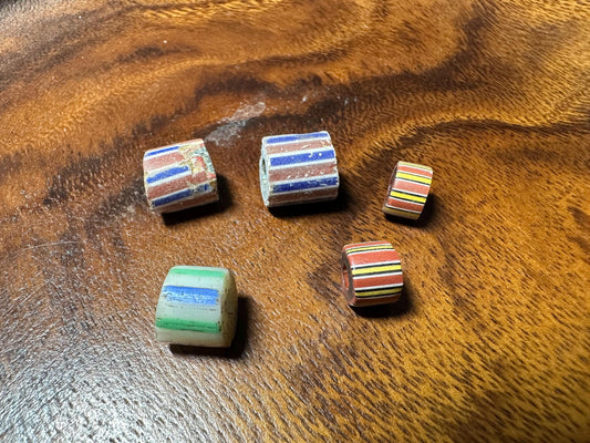 5 Pics Old Venetian Millefiori Beads  Unique African Trade Beads for Jewelry Designers