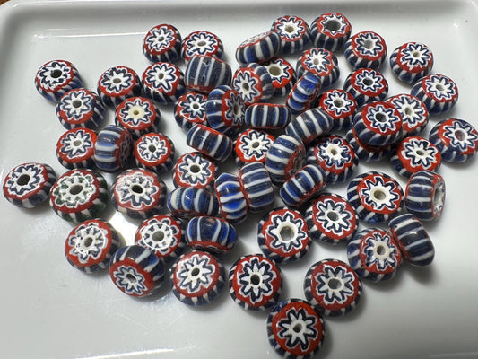 Multicolor Chevron Glass Beads: Venetian Inspired Nepal Trade Beads (10mm)