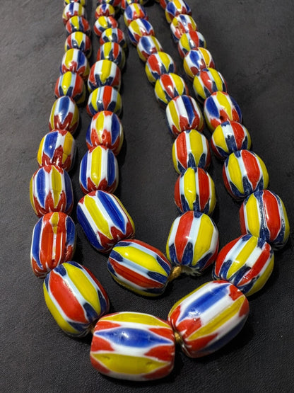 Handmade Nepal Chevron Glass Beads: Colorful African Trade Style