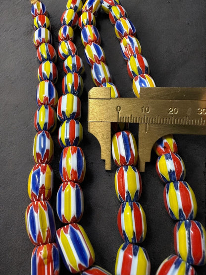 Handmade Nepal Chevron Glass Beads: Colorful African Trade Style
