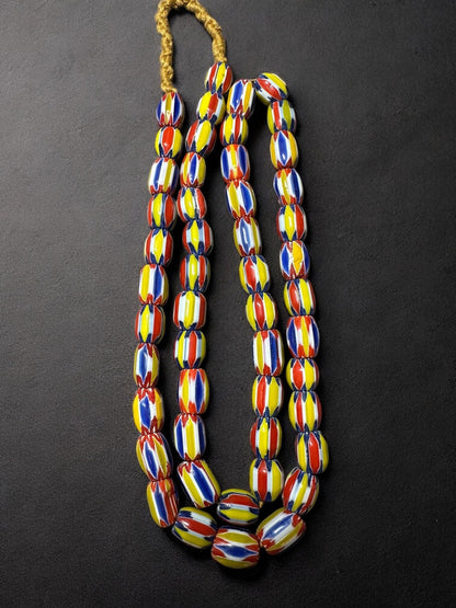Handmade Nepal Chevron Glass Beads: Colorful African Trade Style
