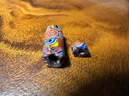 2 Pics Antique Venetian Glass Beads  Millefiori African Trade Beads for Beading Projects
