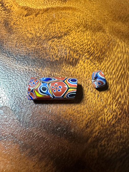 2 Pics Antique Venetian Glass Beads  Millefiori African Trade Beads for Beading Projects