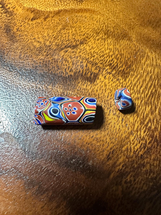 2 Pics Antique Venetian Glass Beads  Millefiori African Trade Beads for Beading Projects