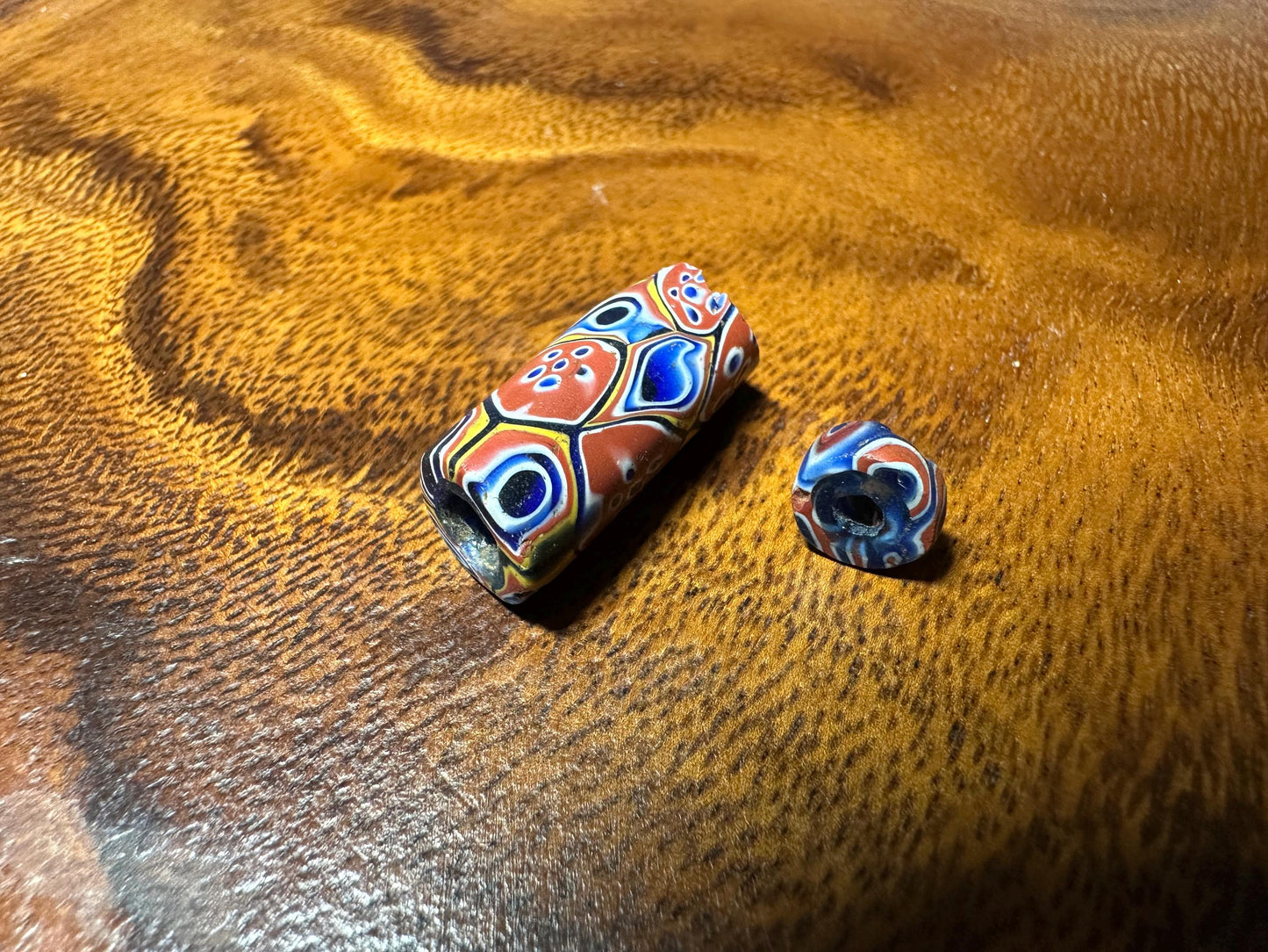 2 Pics Antique Venetian Glass Beads  Millefiori African Trade Beads for Beading Projects