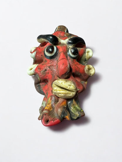 Ancient Style Roman Mosaic Glass Face Amulet Pendant - Phoenician Artifact(P1013)