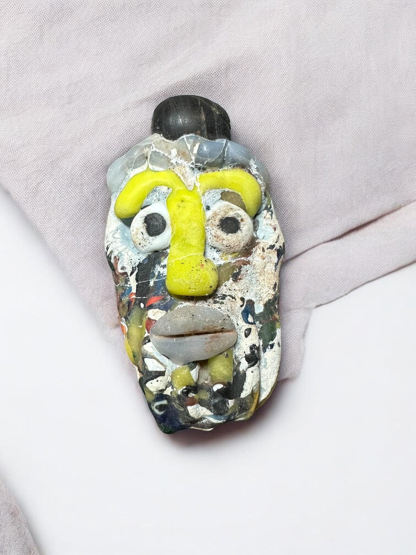 Historical Phoenician Amulet Bead - Ancient Mosaic Glass Face Pendant for Collector's Display(P1045)