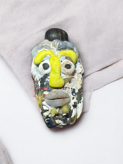 Historical Phoenician Amulet Bead - Ancient Mosaic Glass Face Pendant for Collector's Display(P1045)