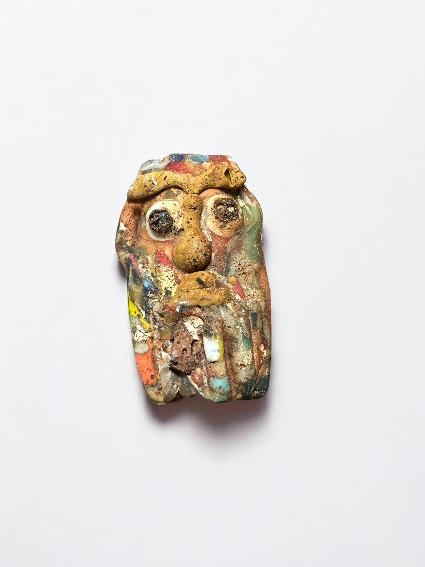 Historical Phoenician Amulet Bead - Ancient Style Mosaic Glass Face Pendant for Collector's Display(P1049)