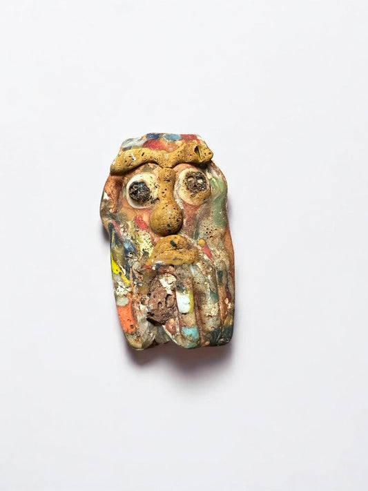 Historical Phoenician Amulet Bead - Ancient Style Mosaic Glass Face Pendant for Collector's Display(P1049)