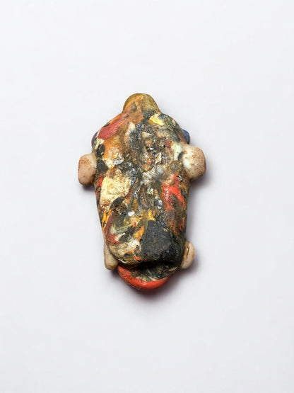 Historical Phoenician Amulet Bead - Ancient Style Mosaic Glass Face Pendant for Collector's Display(P1048)