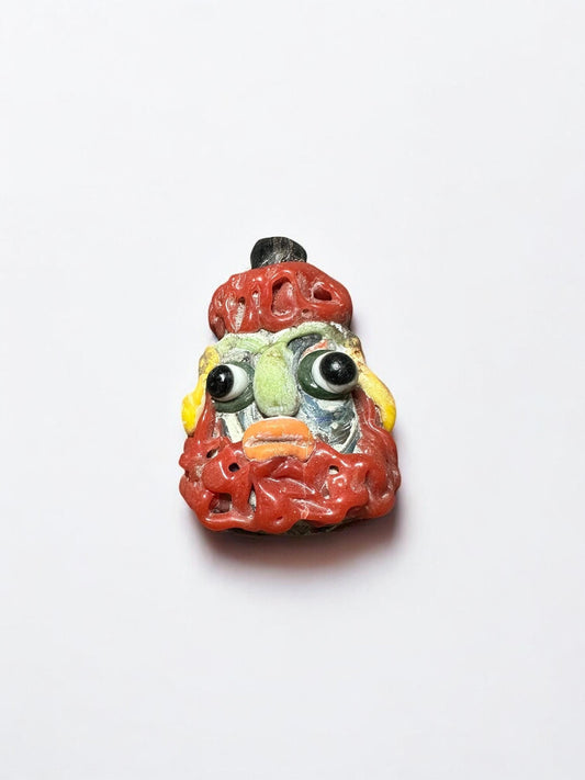 Historical Phoenician Amulet Bead - Ancient Style Mosaic Glass Face Pendant for Collector's Display(P1050)