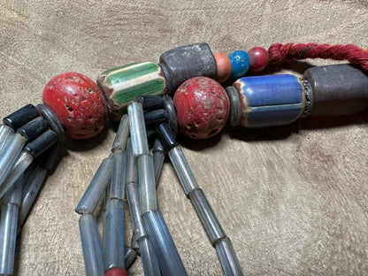 Handmade Nepal Tribal Necklace: Amulet Pendant, Vintage Beads