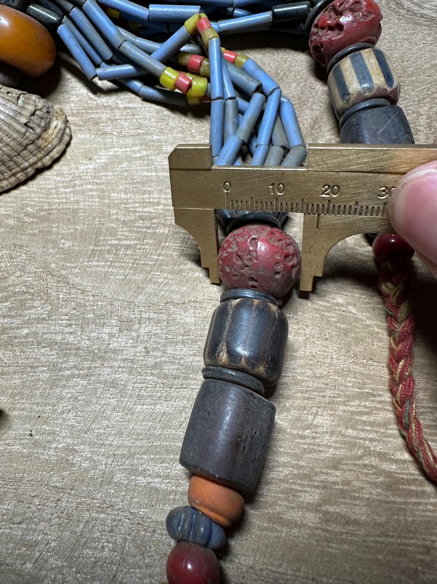 Handmade Nepal Tribal Necklace: Vintage Beads, Amulet Pendant