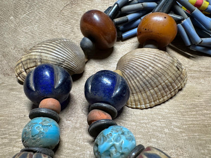 Handmade Nepal Tribal Necklace: Vintage Beads, Amulet Pendant