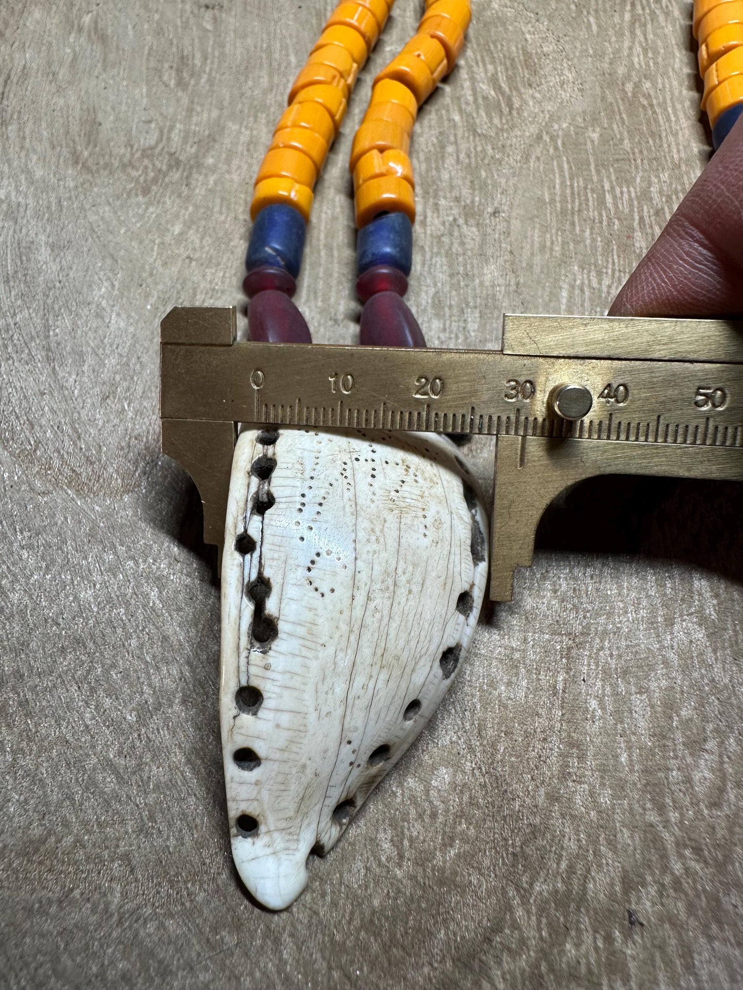 Nepal Tribal Necklace: Amulet Pendant, Vintage Beads, Himalayan Talisman