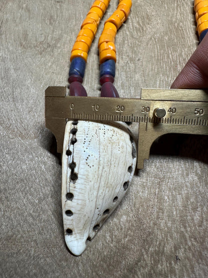 Nepal Tribal Necklace: Amulet Pendant, Vintage Beads, Himalayan Talisman