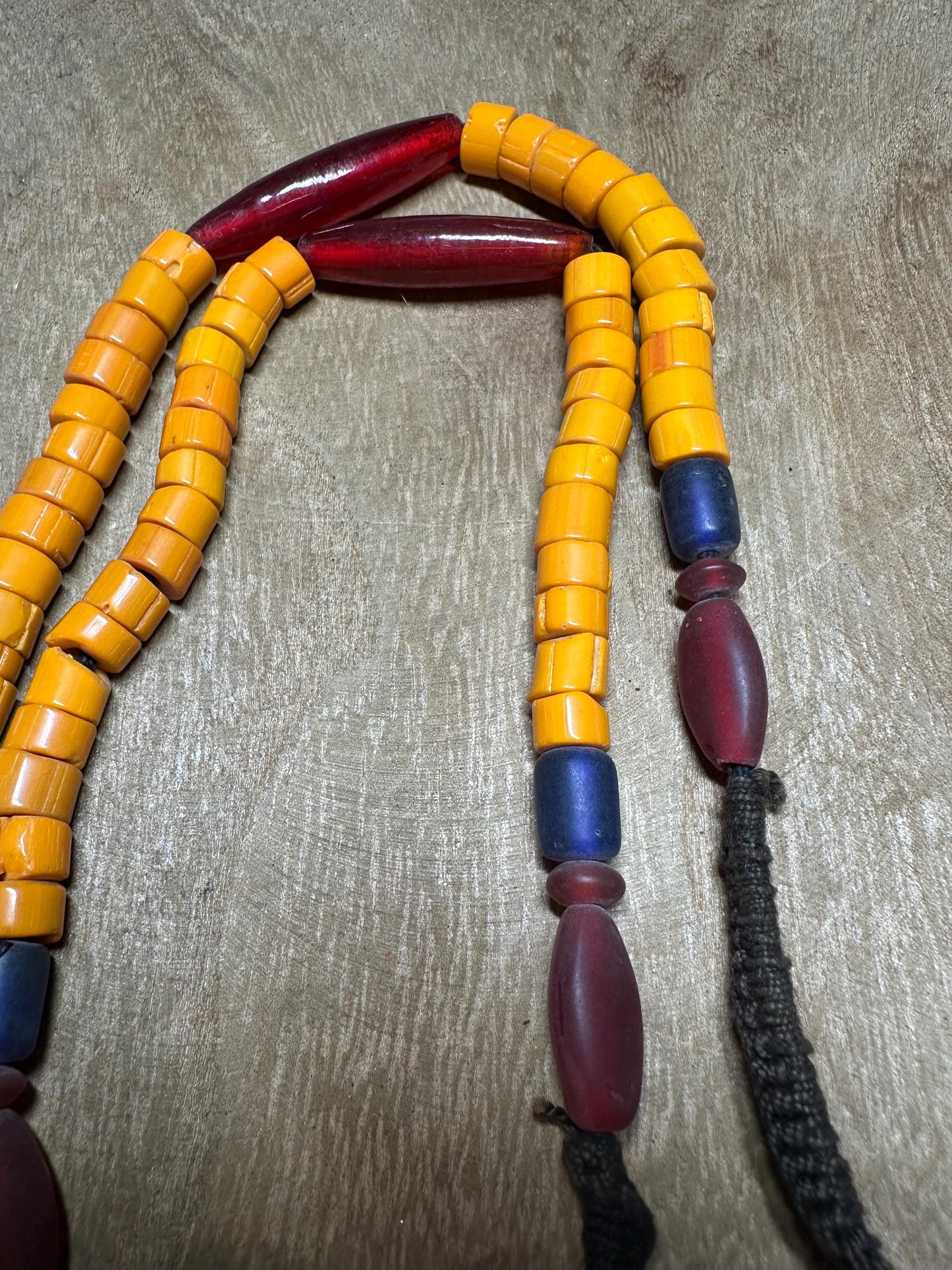 Nepal Tribal Necklace: Amulet Pendant, Vintage Beads, Himalayan Talisman