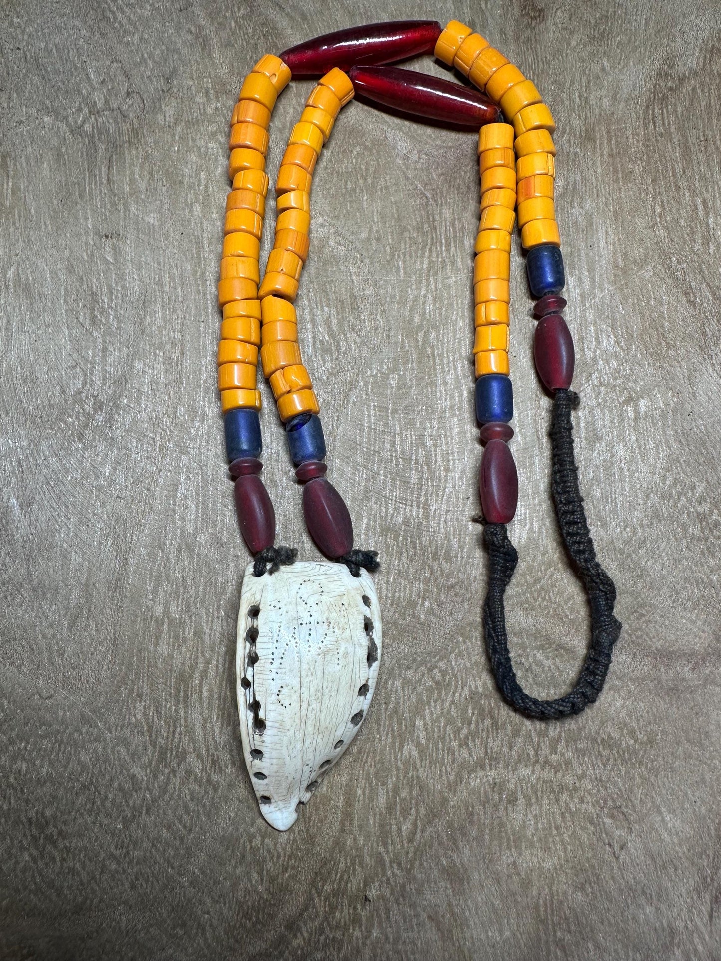 Nepal Tribal Necklace: Amulet Pendant, Vintage Beads, Himalayan Talisman