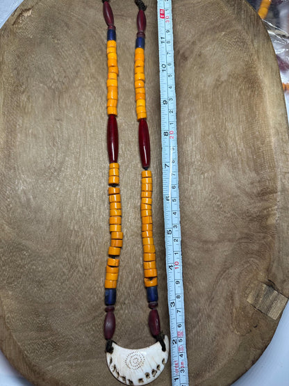 Handmade Nepal Tribal Necklace: Amulet Pendant, Vintage Beads