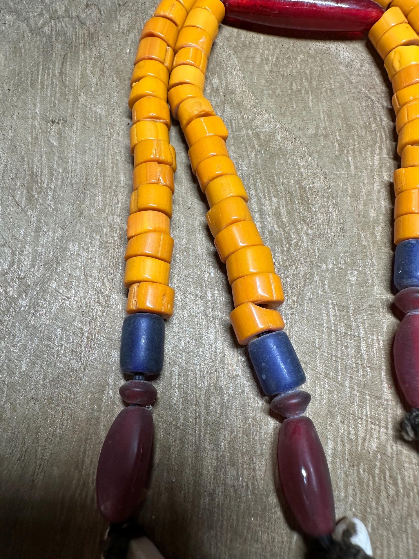 Handmade Nepal Tribal Necklace: Amulet Pendant, Vintage Beads