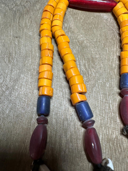 Handmade Nepal Tribal Necklace: Amulet Pendant, Vintage Beads