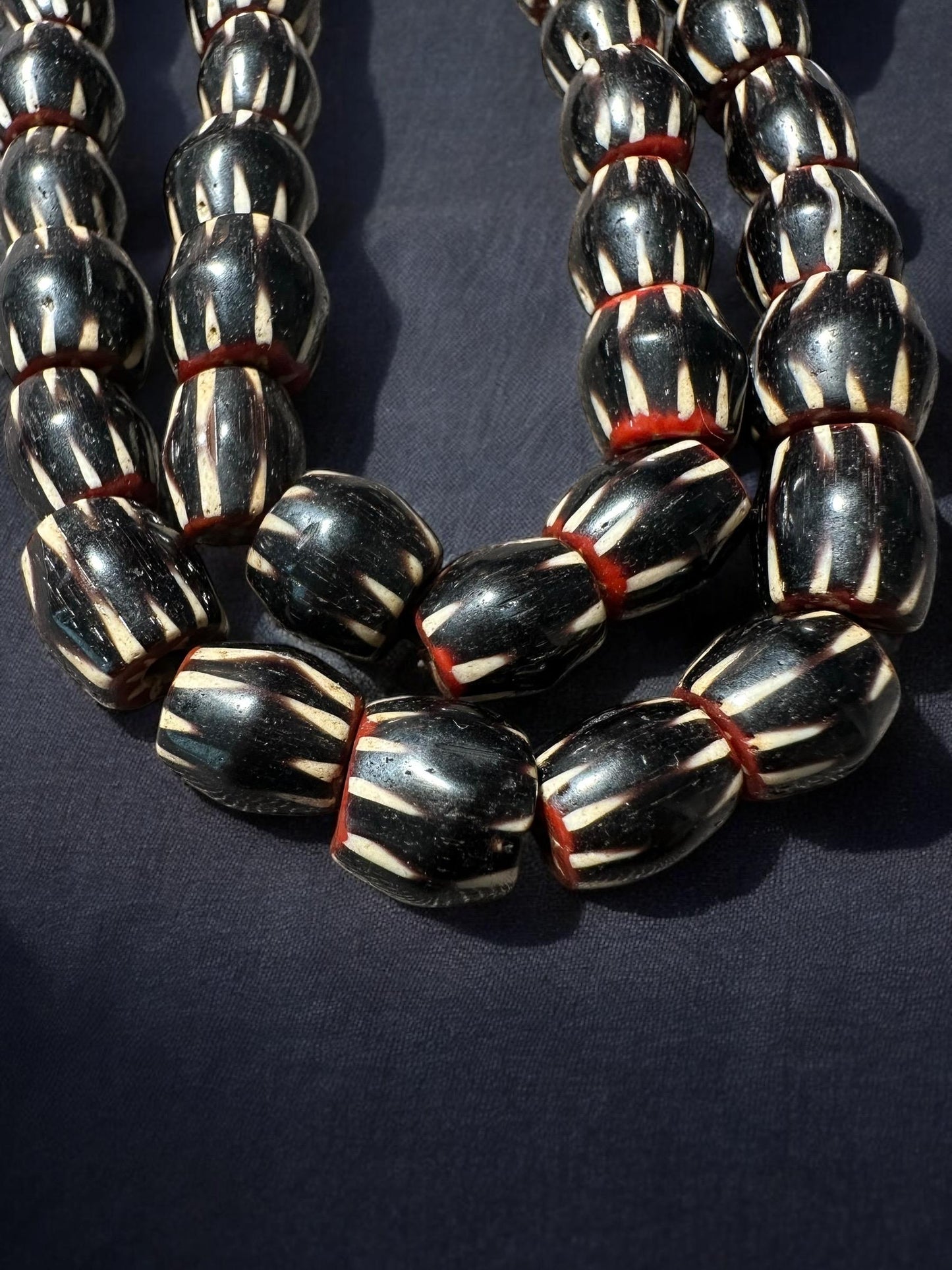 Handmade Nepalese Chevron Beads Strand | Himalayan Tribal Glass Beads | Ethnic Jewelry Making Supplies