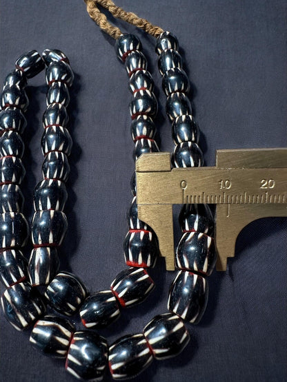 Handmade Nepalese Chevron Beads Strand | Himalayan Tribal Glass Beads | Ethnic Jewelry Making Supplies