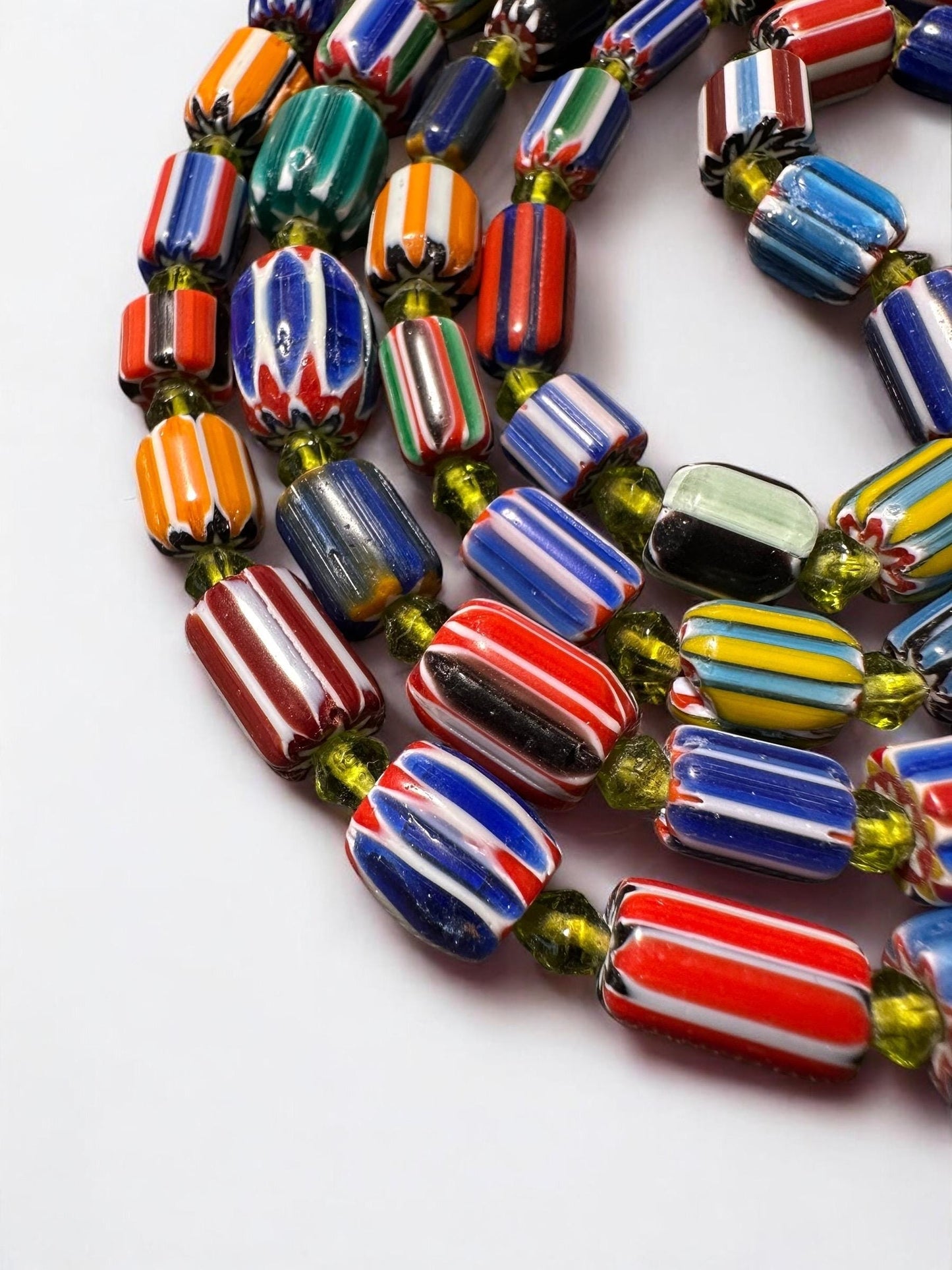 Handmade Nepalese Chevron Beads Strand | Himalayan Tribal Glass Beads | Ethnic Jewelry Making Supplies