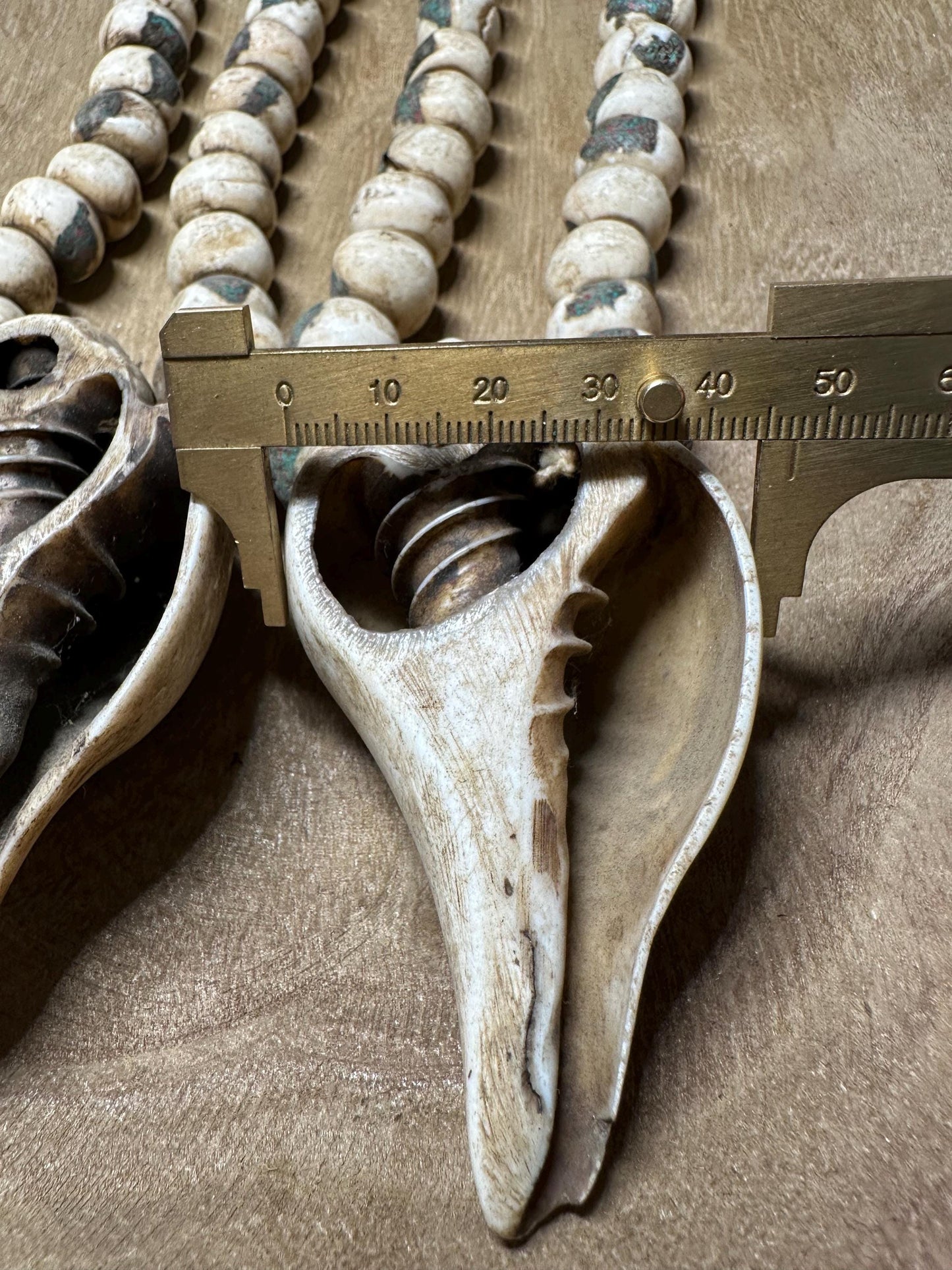 Inlaid Naga Conch Shell Mala Beads: Chank Shell Pendant, Nepal