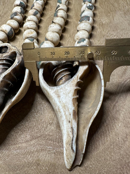 Inlaid Naga Conch Shell Mala Beads: Chank Shell Pendant, Nepal