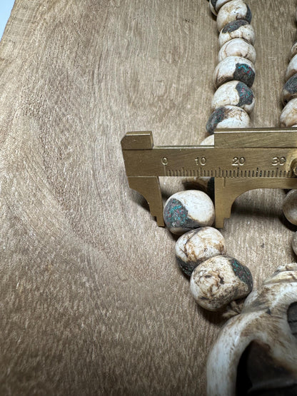 Inlaid Naga Conch Shell Mala Beads: Chank Shell Pendant, Nepal