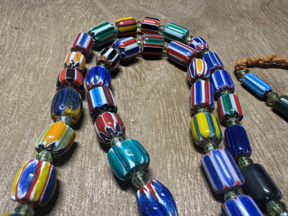 Handmade Chevron Glass Bead Necklace: Nepal Tribal Boho Jewelry