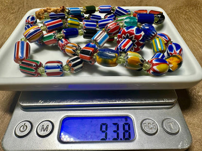 Handmade Chevron Glass Bead Necklace: Nepal Tribal Boho Jewelry