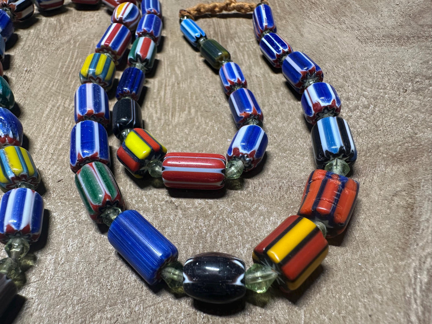 Handmade Chevron Glass Bead Necklace: Nepal Tribal Boho Jewelry