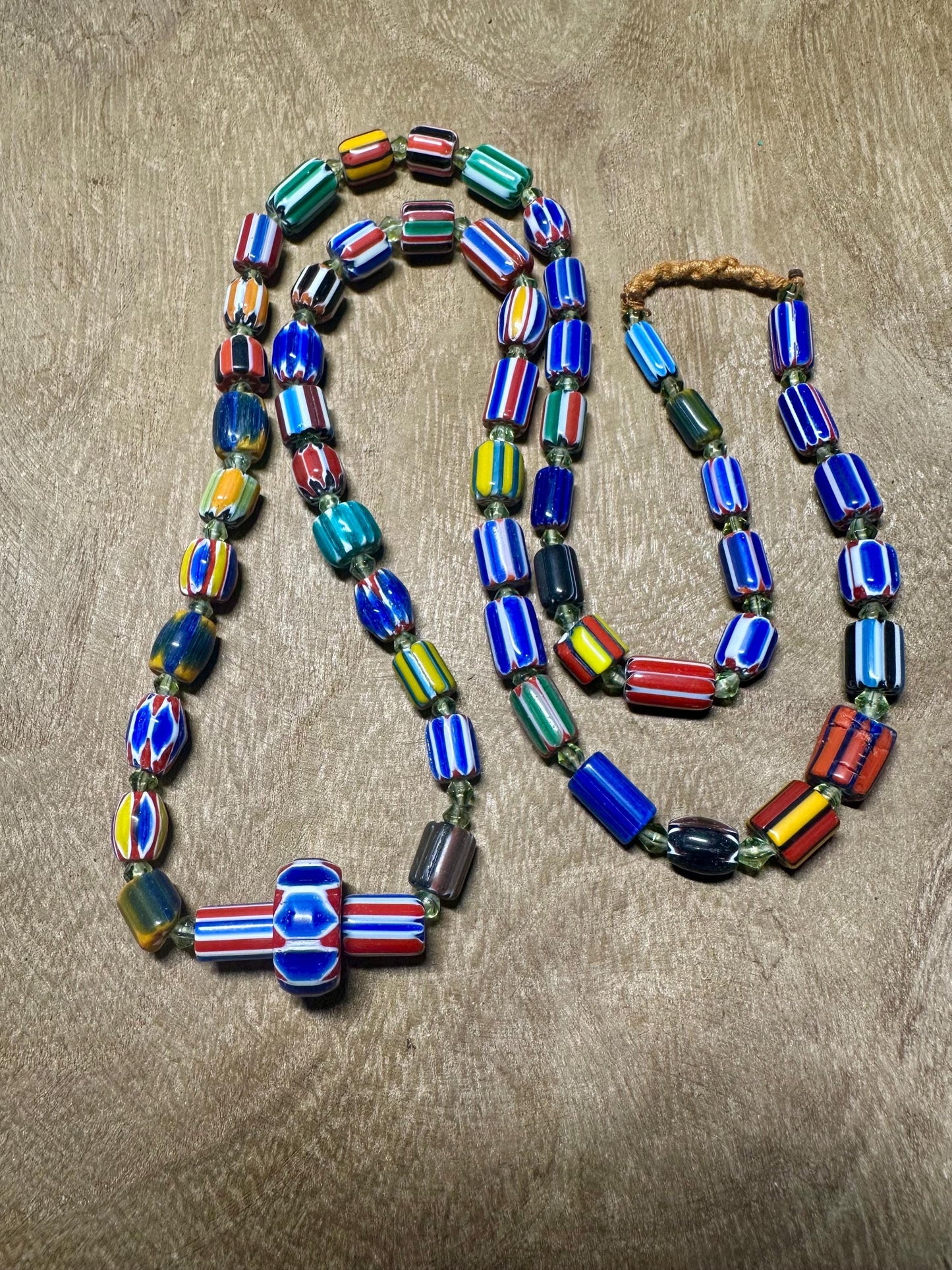 Handmade Chevron Glass Bead Necklace: Nepal Tribal Boho Jewelry