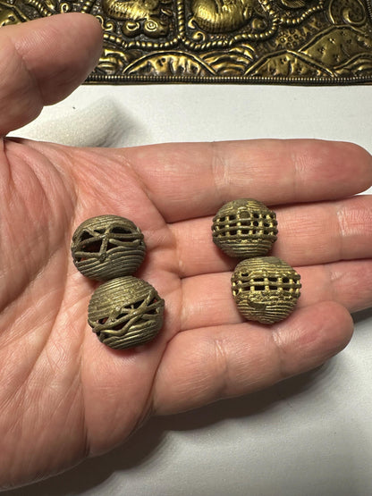 Handmade African Brass Beads: Tribal Lost Wax Jewelry (2-Piece Set)