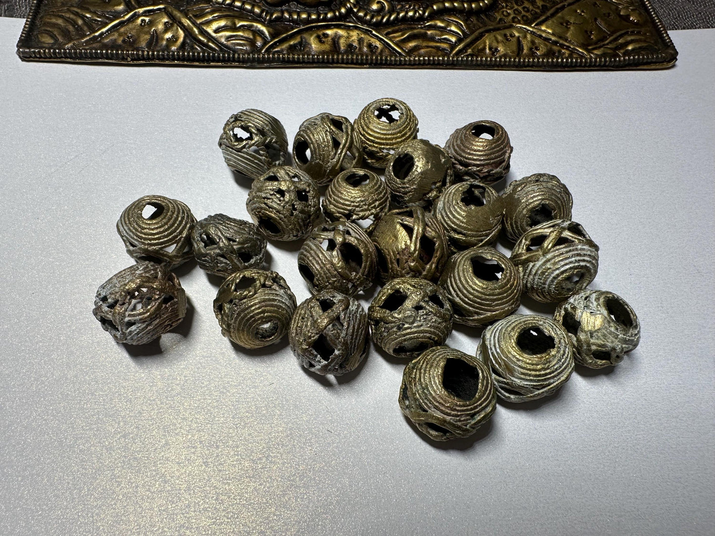 Handmade African Brass Beads: Tribal Lost Wax Jewelry Supplies (2pcs)