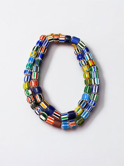 Handmade Nepalese Chevron Beads Strand | Himalayan Tribal Glass Beads | Ethnic Jewelry Making Supplies