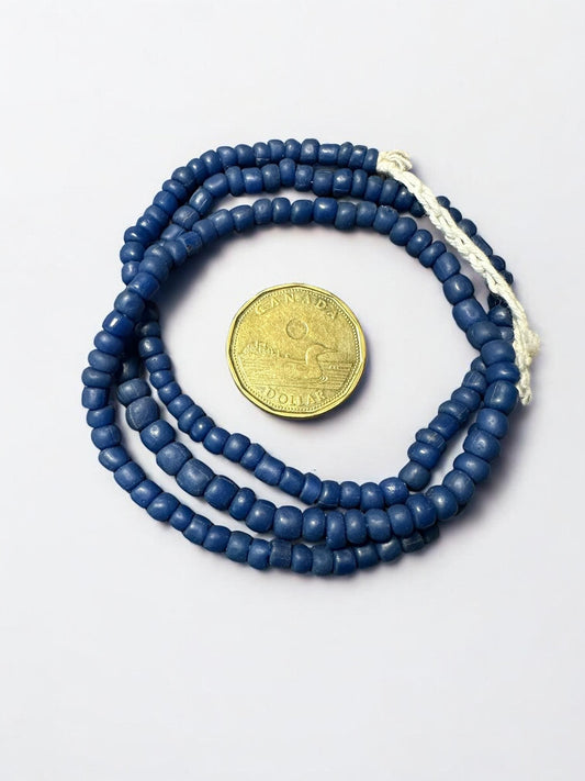 Rustic Matte Blue Glass Beads: Recycled Java Spacer Beads